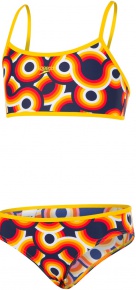 Speedo Allover 2Pce Girl Navy/Pure Yellow/Pure Orange
