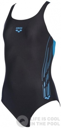 Arena Stamp Swim Pro Back One Piece Junior Black/Turquoise