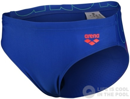 Arena Boys Swim Brief Graphic Royal/Fluo Red