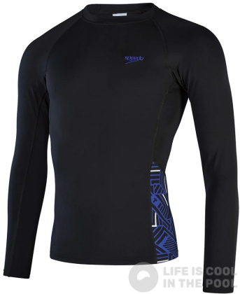 Speedo ECO END+ Splice Rash Top Black/Chroma Blue/White