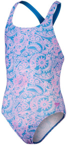 Speedo Printed Medalist Girl Baja Blue/Neon Violet/White