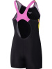 Speedo Printed Panel Legsuit Girls Black/Pink