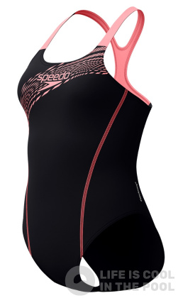 Speedo Medley Logo 1 Piece Black/Salmon Pink