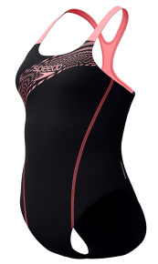 Speedo Medley Logo 1 Piece Black/Salmon Pink