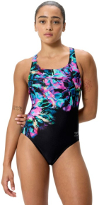 Speedo Printed Powerback One Piece Glitchy Garden/Black
